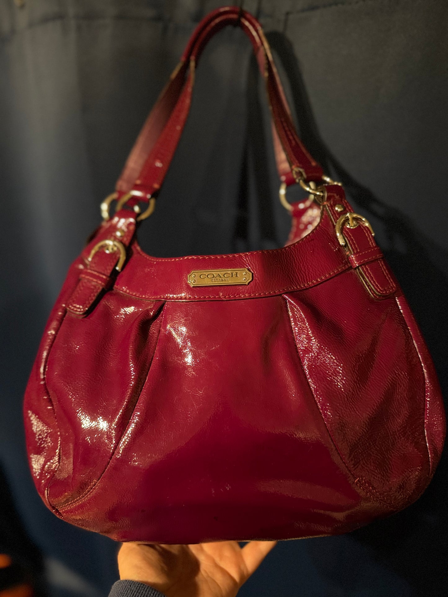 Coach Soho Fuchsia-Colored Patent Leather Hobo Shoulder Bag **AUTHENTICATED**