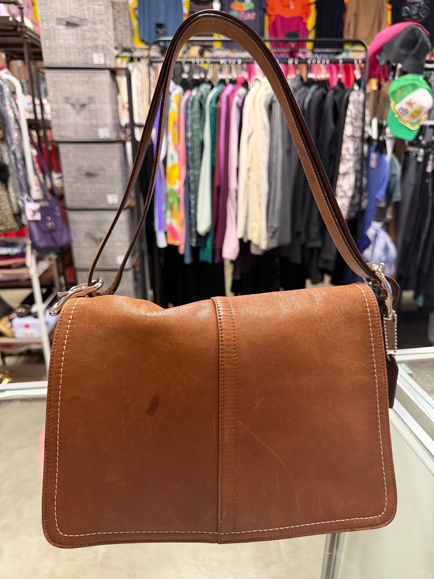Coach Vintage Hampton Cognac Leather Shoulder Bag **AUTHENTICATED**