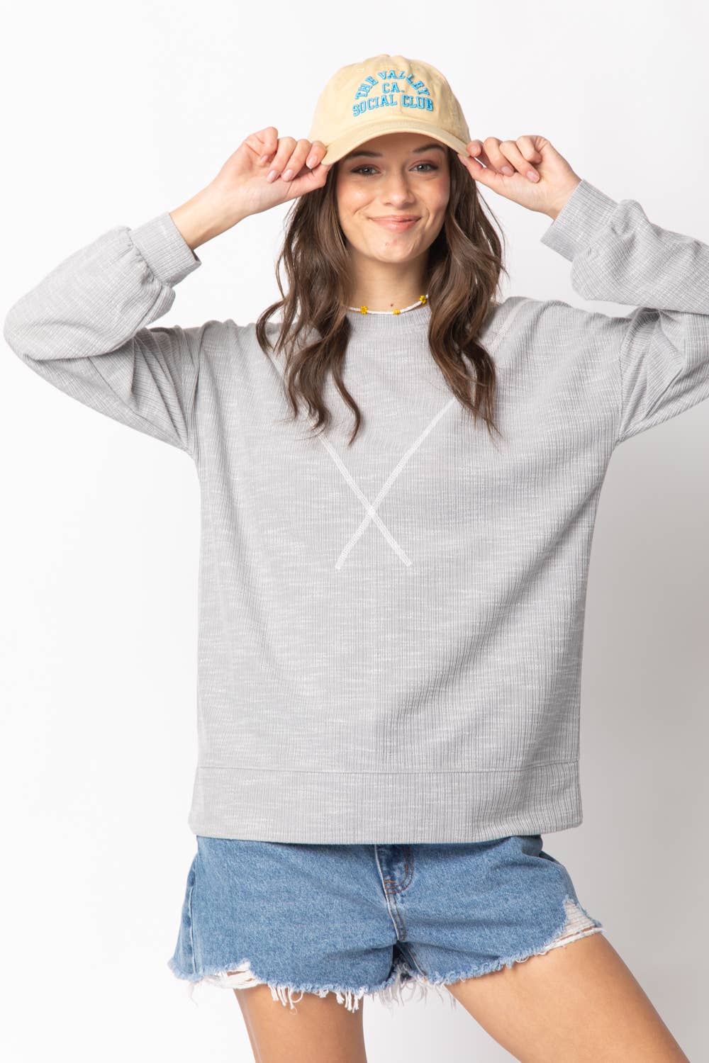 Ribbed Knit V Stitch Top