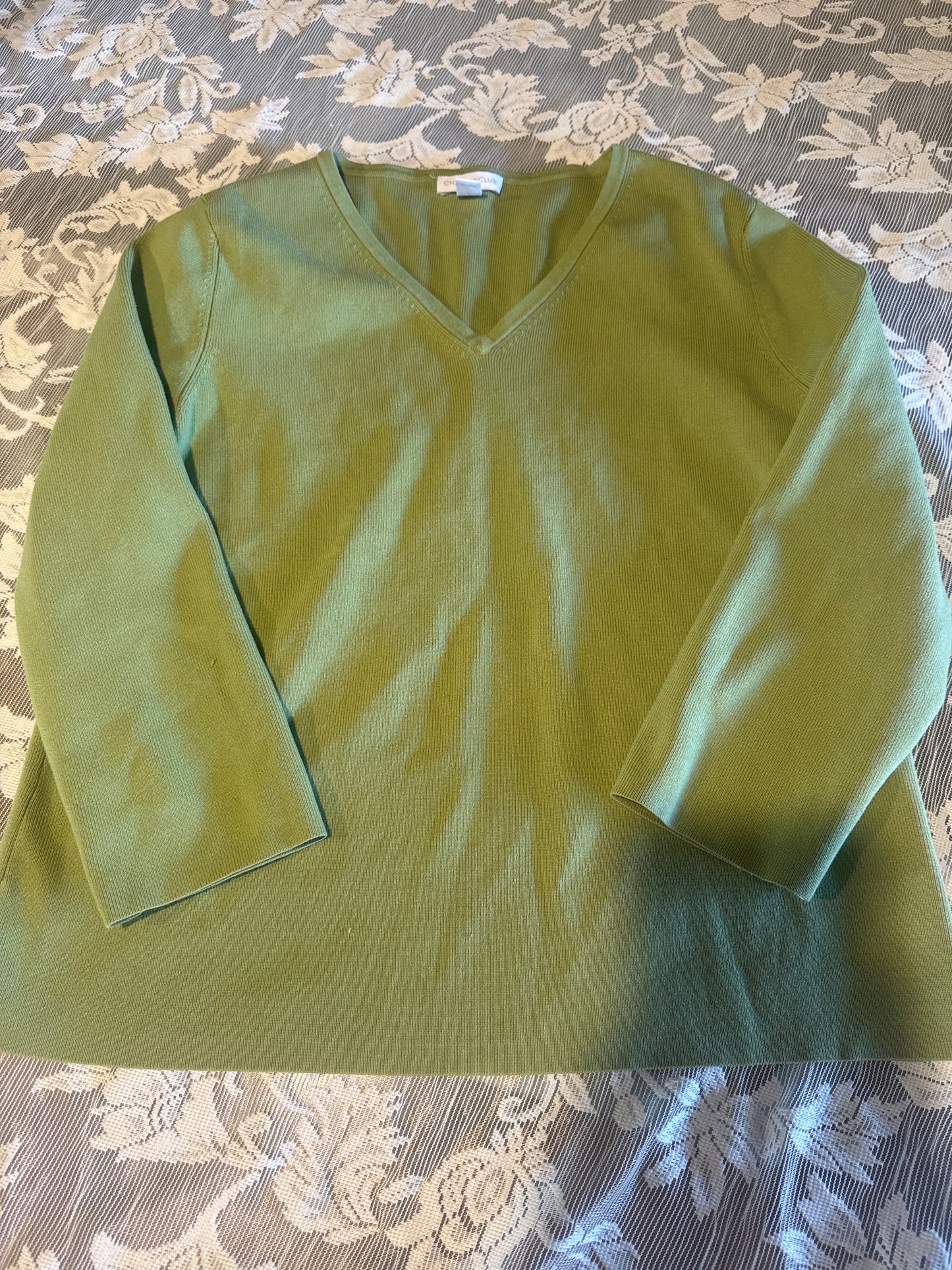 (LARGE) Vintage Charter Club Green Sweater Silk Blend