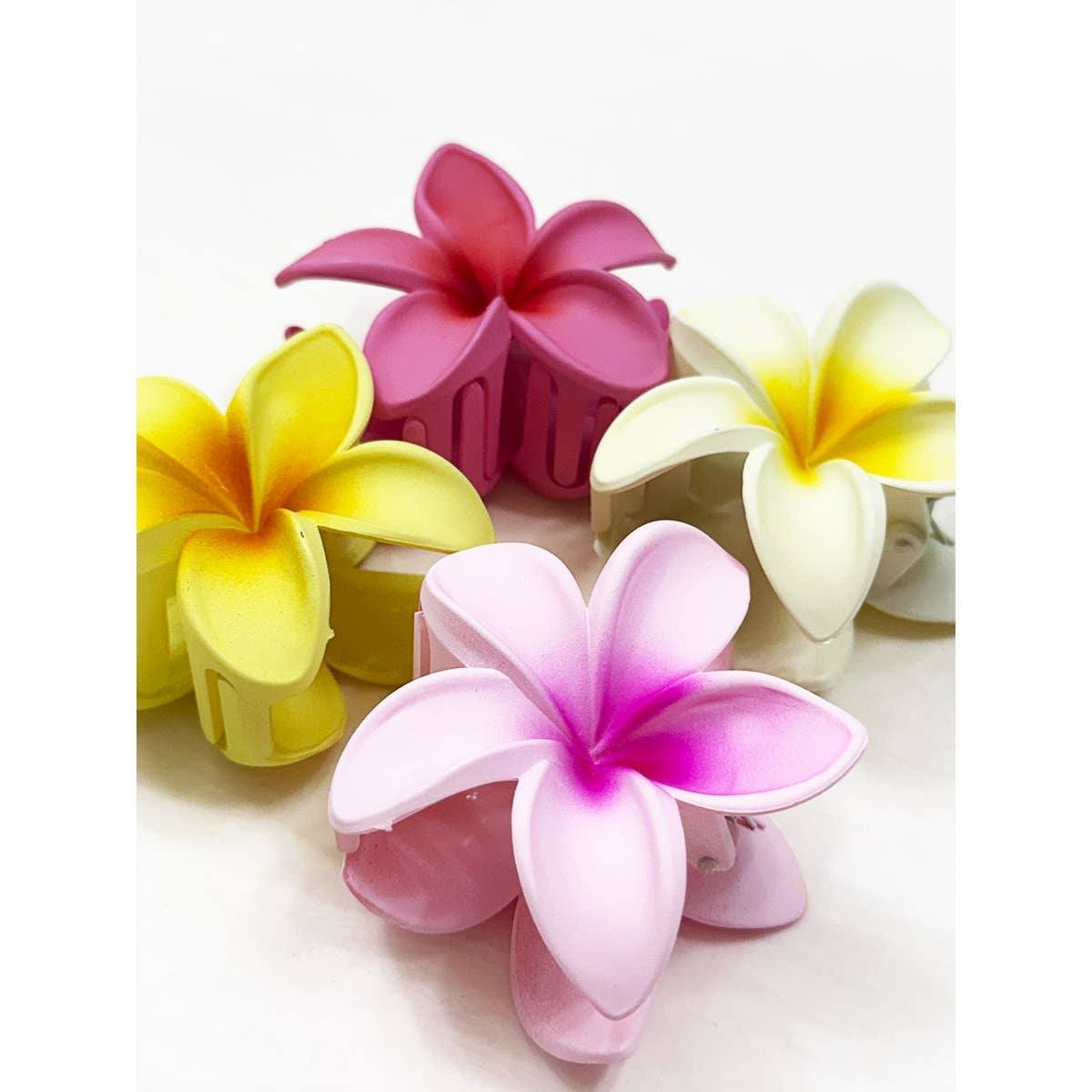 Matte Hawaiian Plumeria Hair Claw Clip