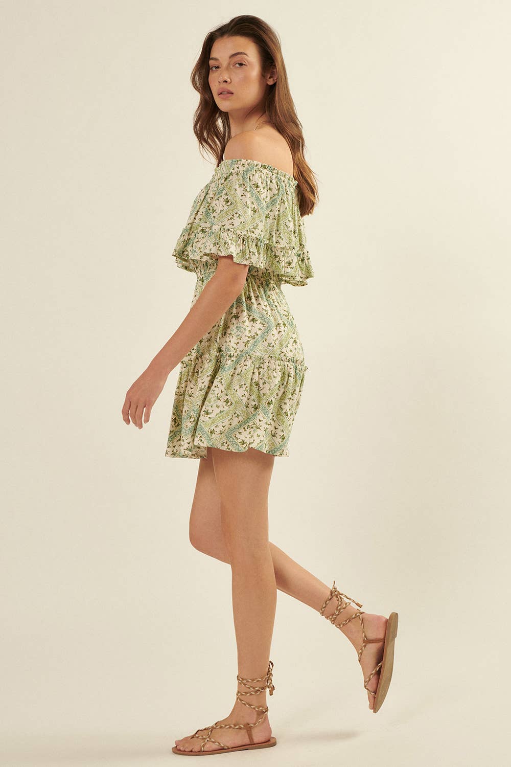 Floral Off Shoulder Neck Mini Dress