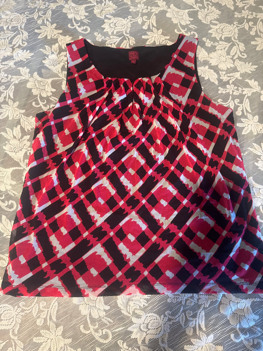 (LARGE) Vintage 212 Collection Pink Abstract Flowy Nylon Tank