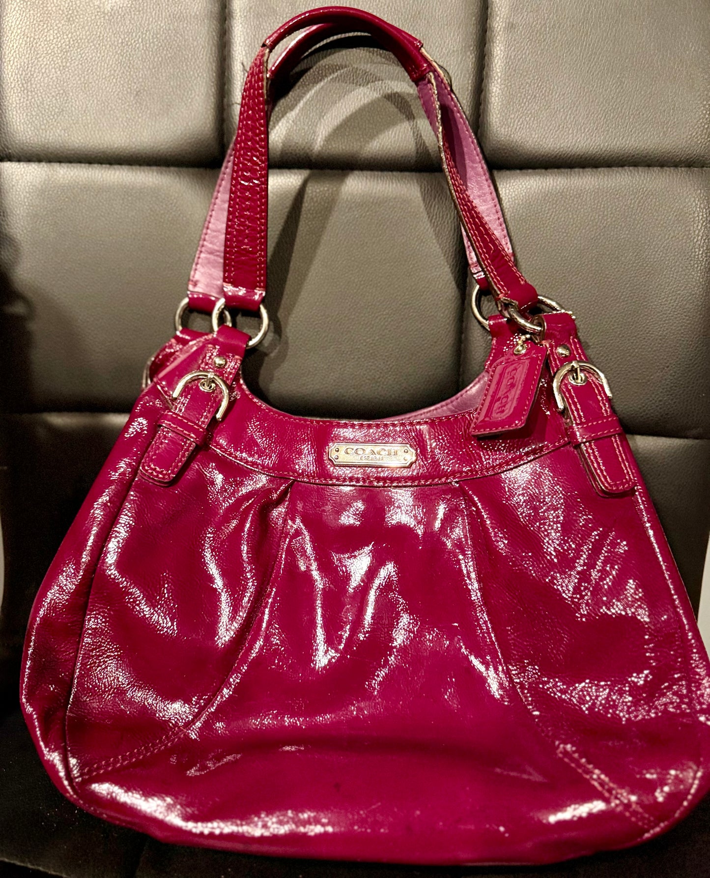 Coach Soho Fuchsia-Colored Patent Leather Hobo Shoulder Bag **AUTHENTICATED**