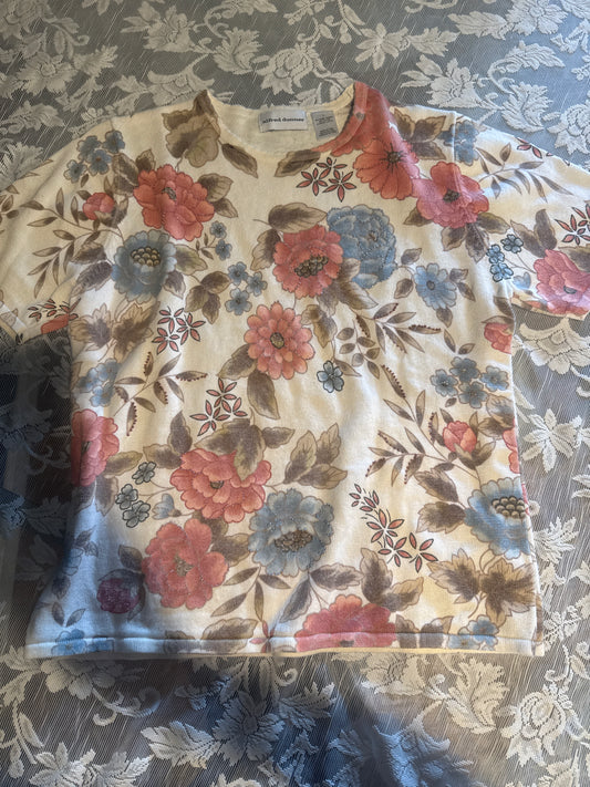 (LARGE) Vintage Alfred Dunner Floral Hand Beaded Blouse