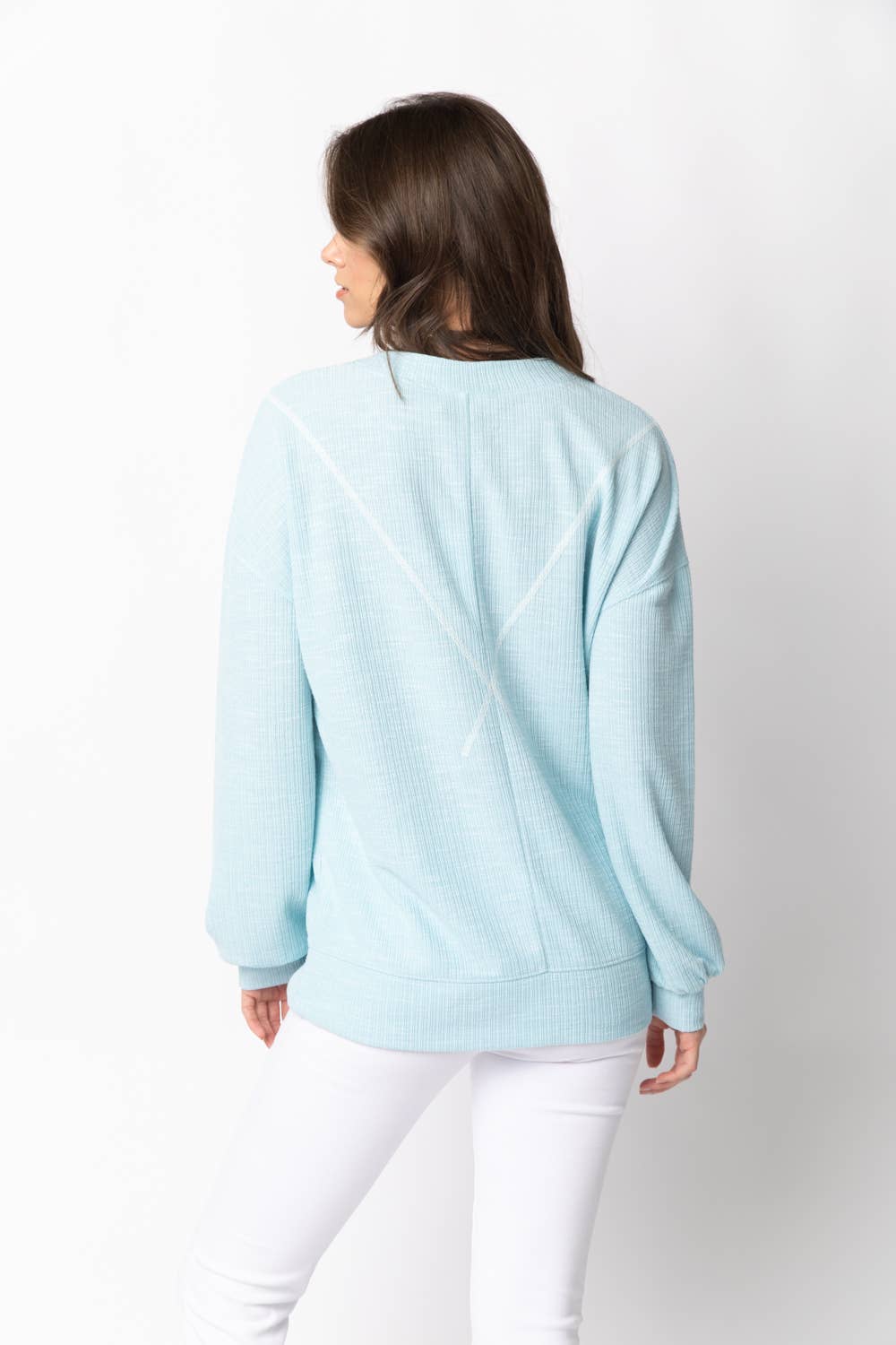 Ribbed Knit V Stitch Top