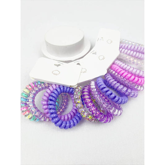 Purple Multicolor Spiral Hair Ties