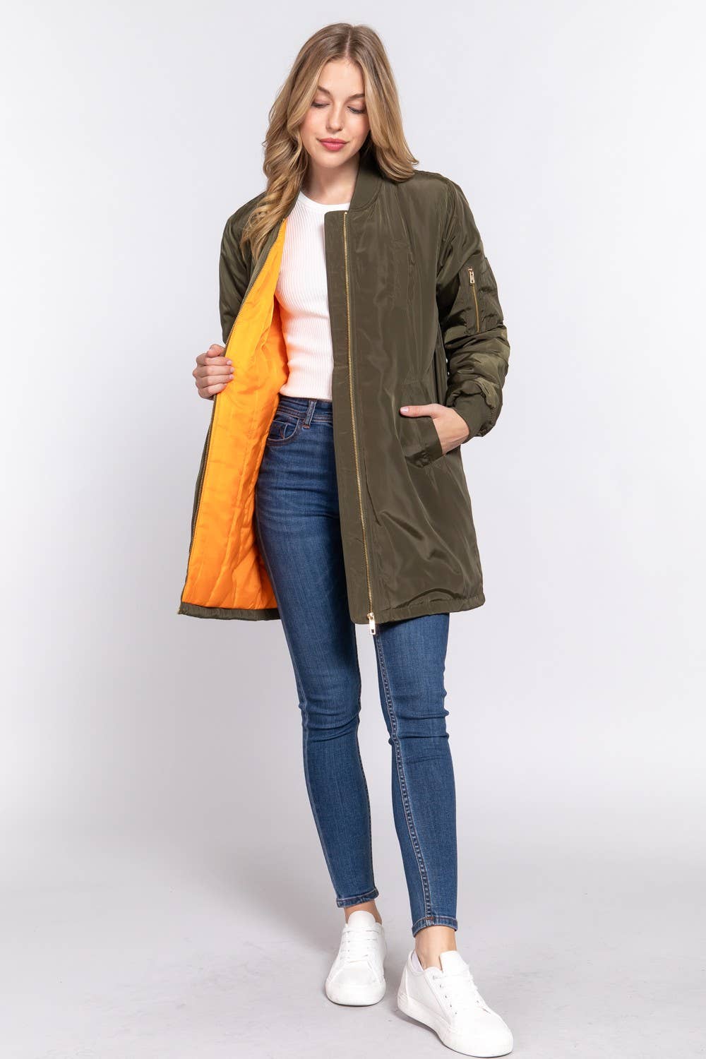Long Line Bomber Jacket