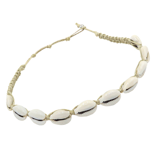 Cowrie Shell Choker – Hand-Braided Hemp Necklace