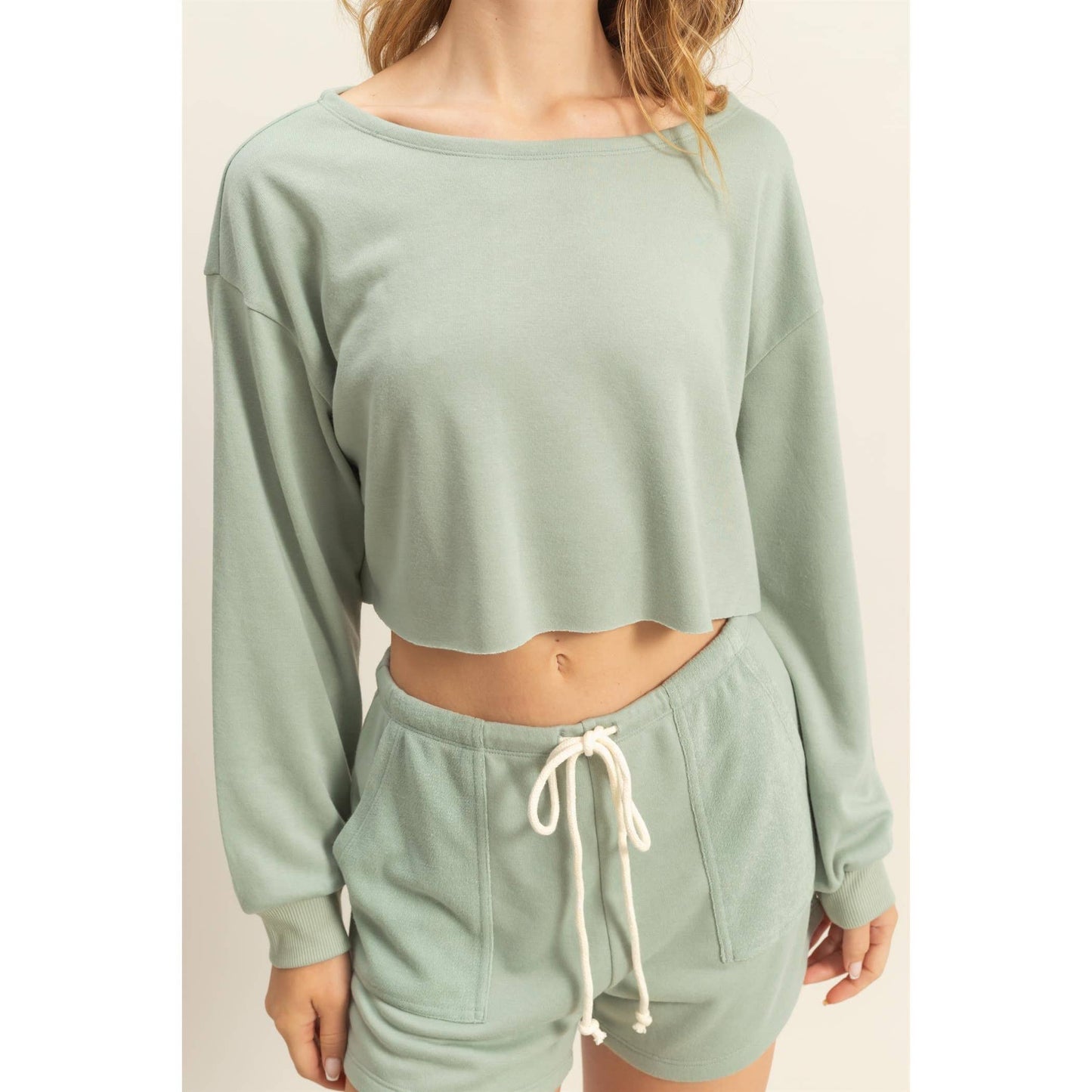 Casually Cute Boat Neck Long Sleeve Top