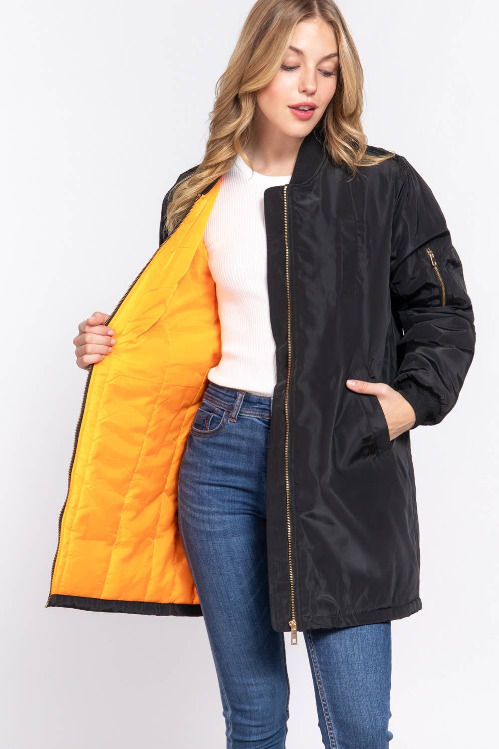 Long Line Bomber Jacket