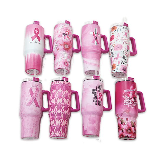 Insulated Cup 40 oz PINK Awareness Assortment- 8/Pack