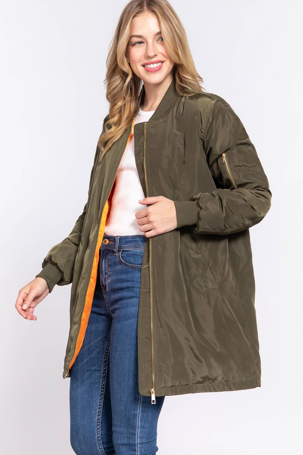 Long Line Bomber Jacket