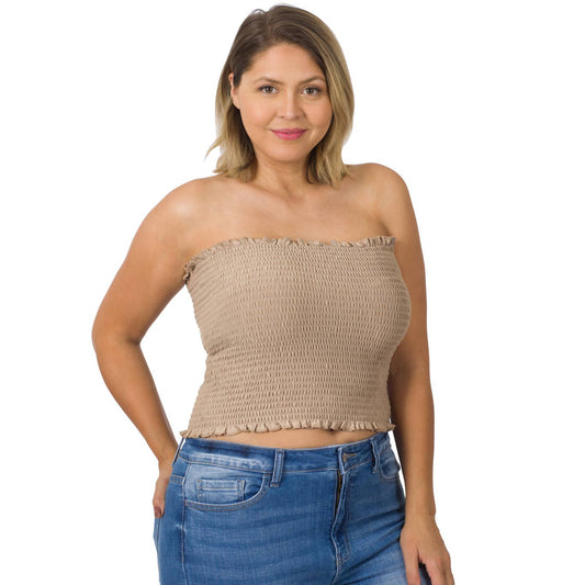 PLUS Cotton Smocked Tube Top