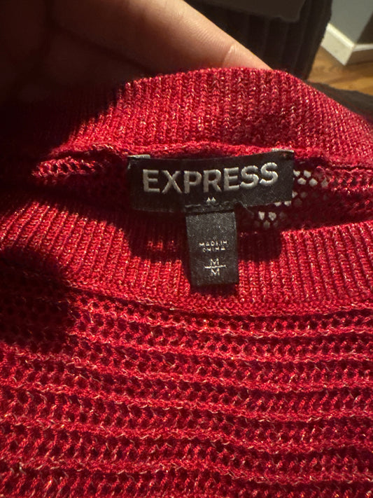 (MEDIUM) Y2K Express Red See Thru Knitted Sweater
