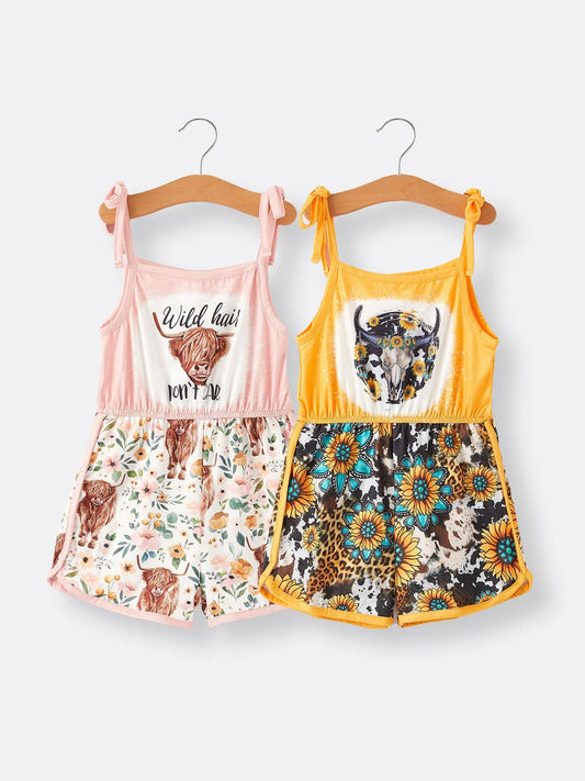 Cow Floral Girls Jumpsuit
