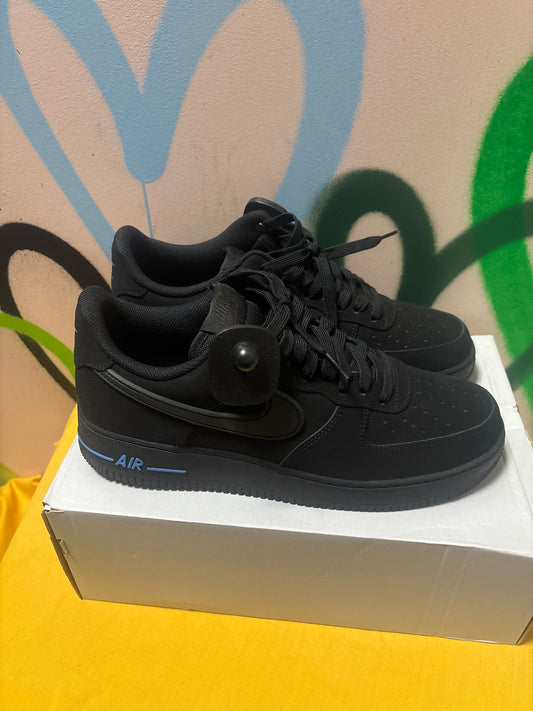 Nike Air Force 1 Low sneakers in a Black and University Blue colorway Women’s 12.5 Men’s 11
