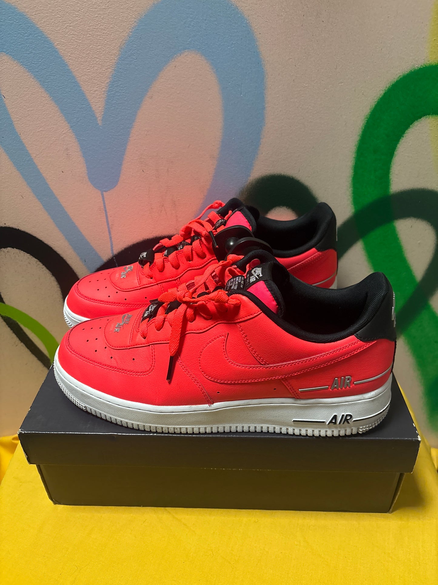 Nike Air Force 1 '07 LV8 "Double Air Pack" sneakers in the Laser Crimson colorway Women’s 12.5 Men’s 11