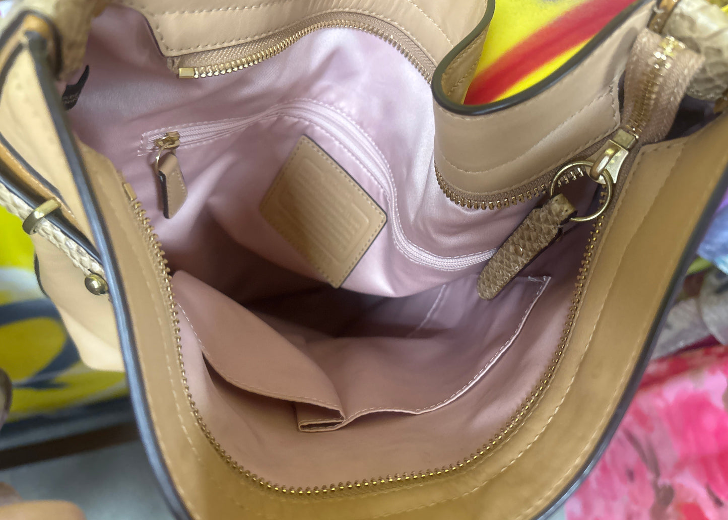 Vintage Coach Colette Tan Leather Hobo Bag
