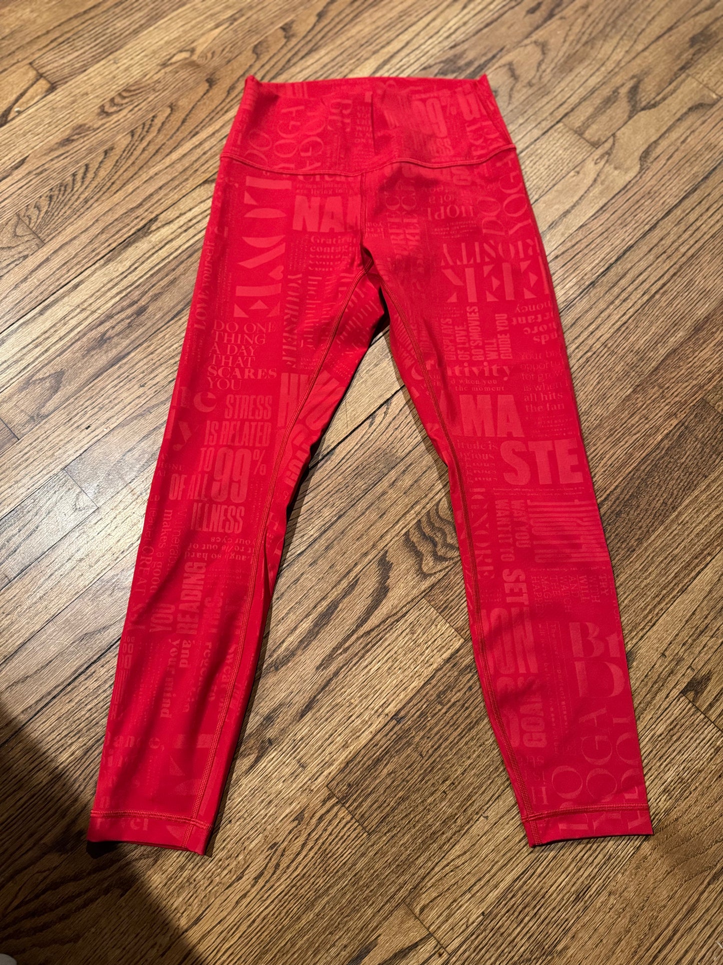 (SZ8) Lululemon Wunder Under High Rise Foil Dark Red