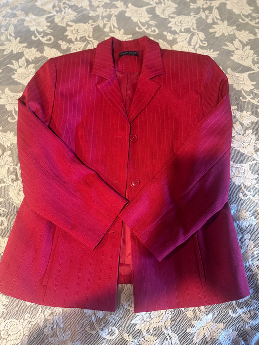 (LARGE) Vintage Karen Scott Petites Pink With Gold Stitching Blazer Polyester