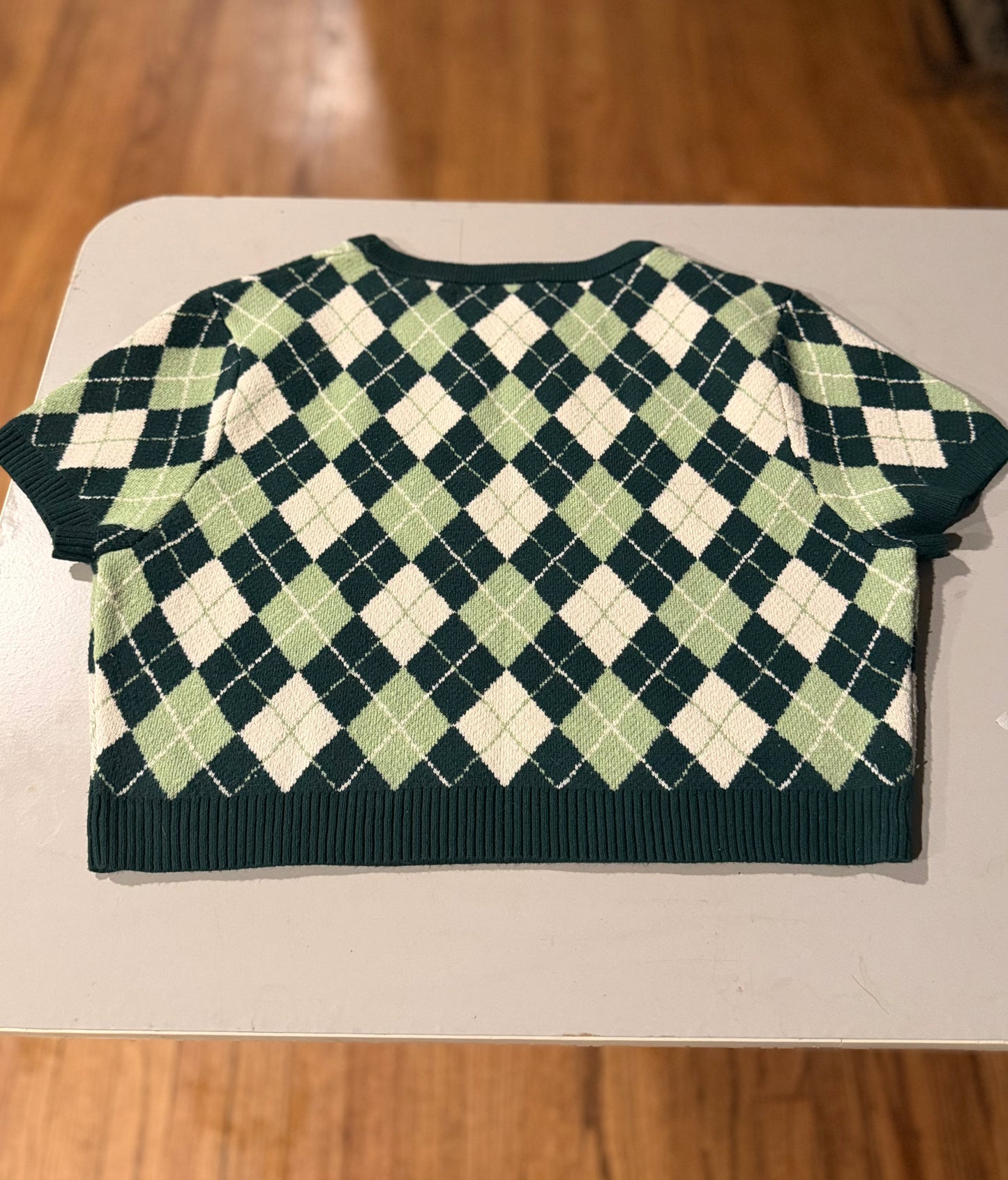 (MEDIUM) “Green Ivy” Y2K Argyle Crop By Coco & Shay