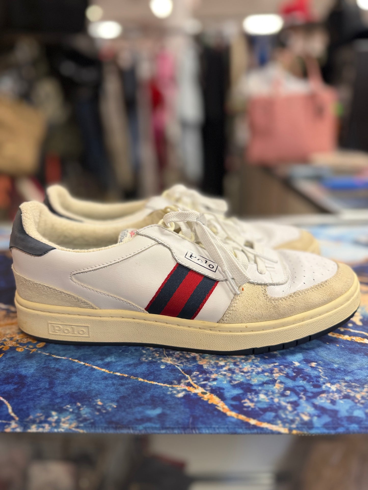 Polo Ralph Lauren Court Low White Suede Sneakers size 11 MENS