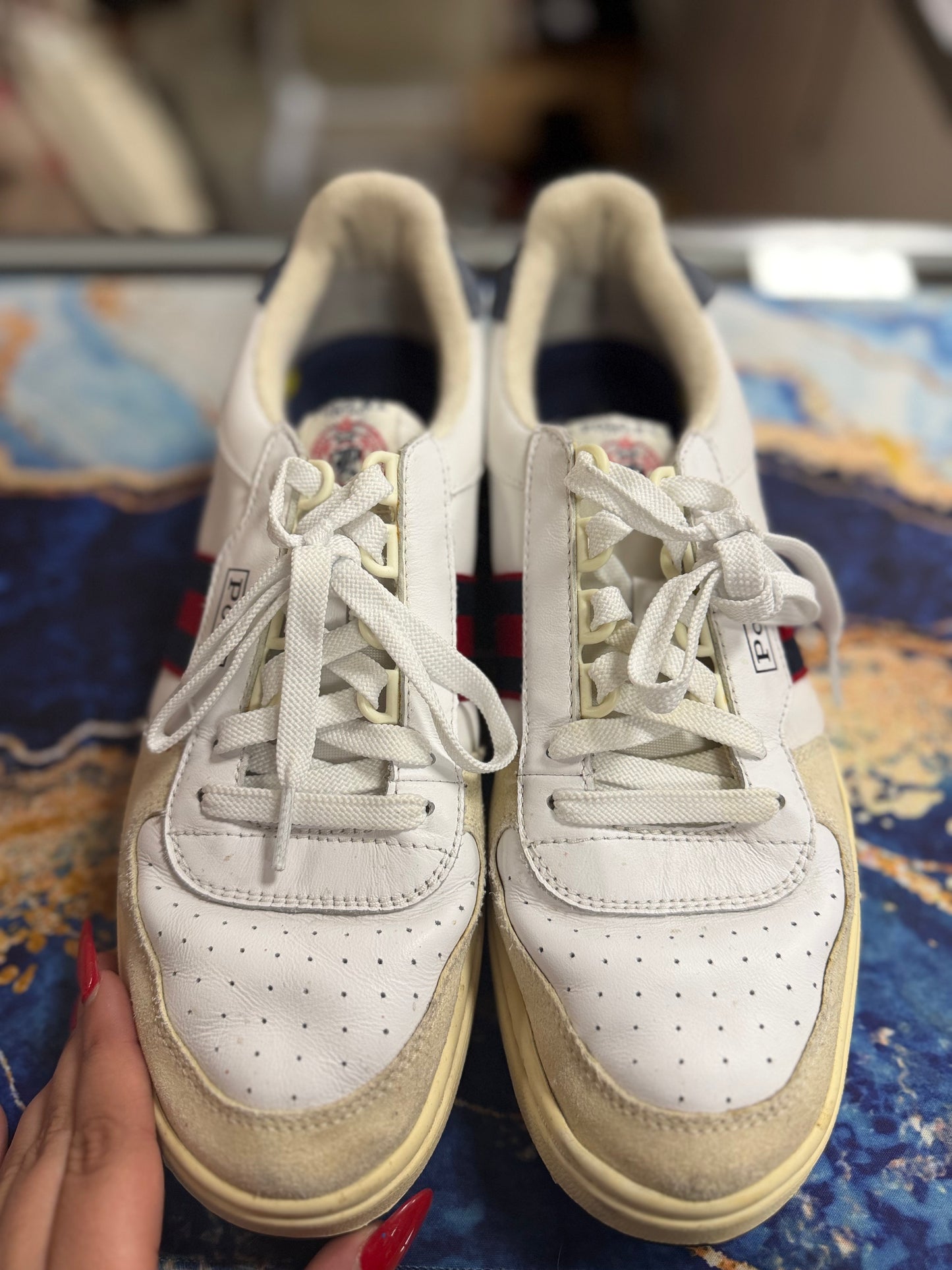 Polo Ralph Lauren Court Low White Suede Sneakers size 11 MENS