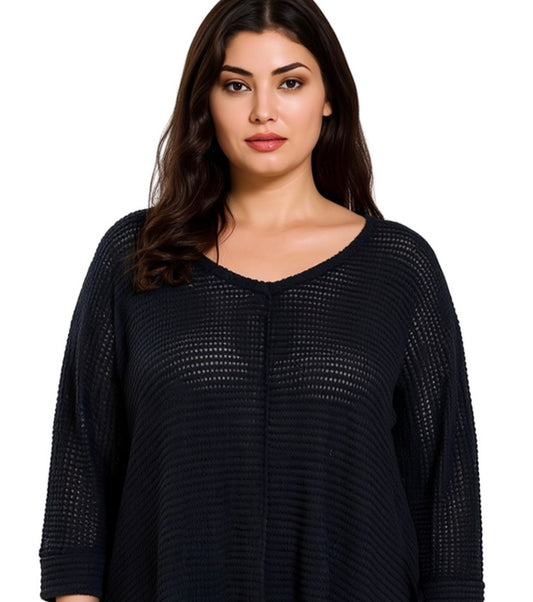 PLUS SIZE SLIMMING SHEER SWEATER