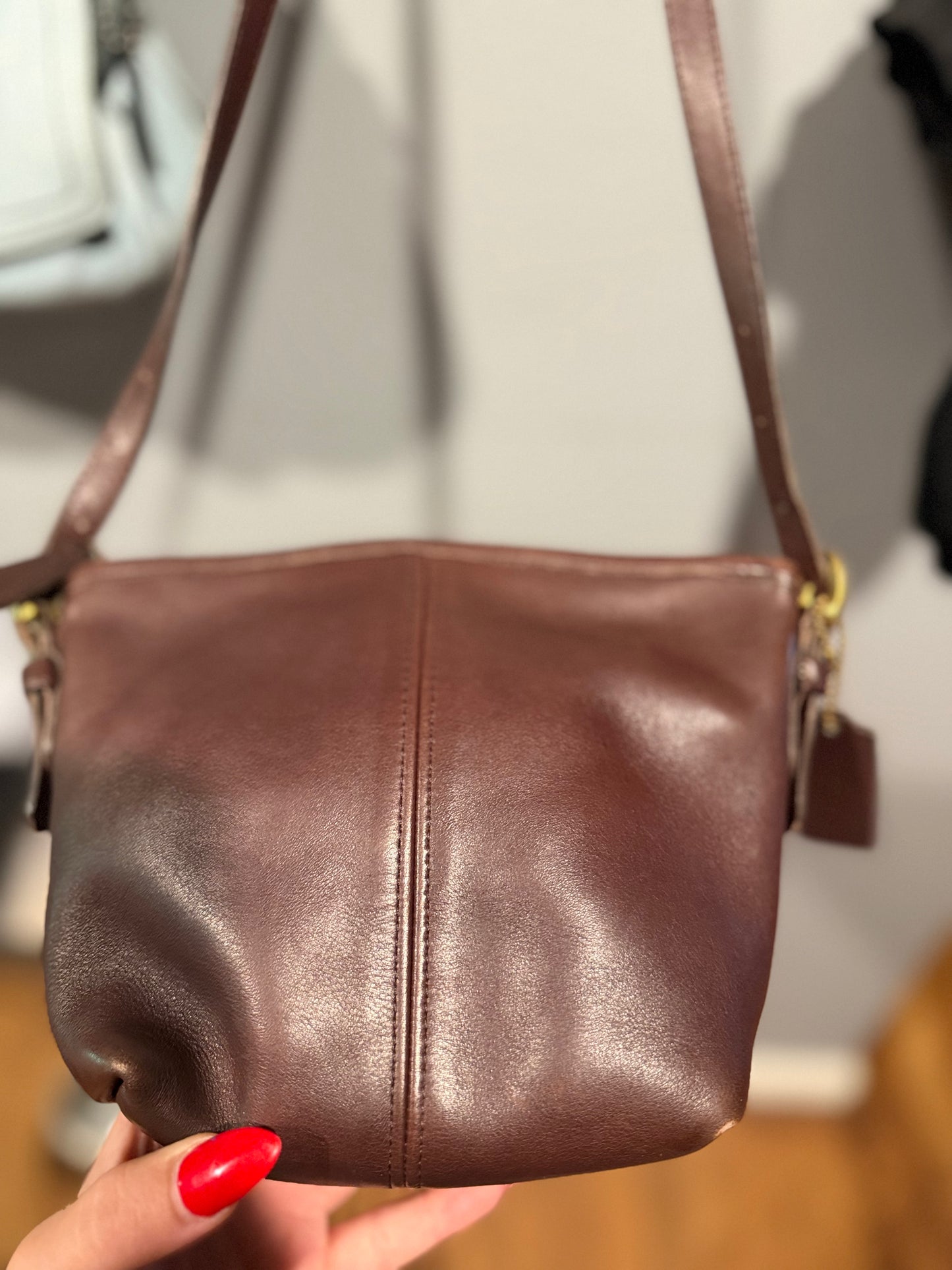 Extremely Rare Made In USA Old Coach 4107 Mini Shoulder Bag Mahogany Vintage **authenticated**