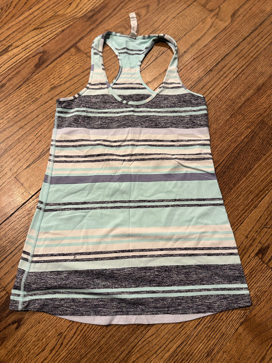 (8) Lululemon Cool Racerback Groovy Stripe Static Wave Cadet Blue