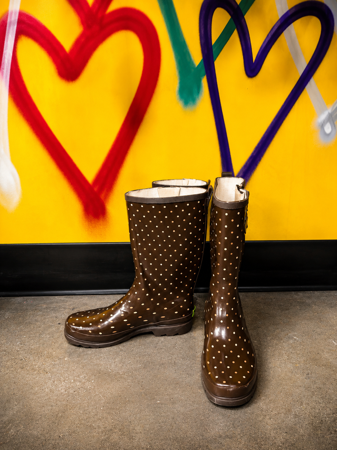 Western Chief Women's Rain Boots | Size 12 | Brown Polka Dot Footwear