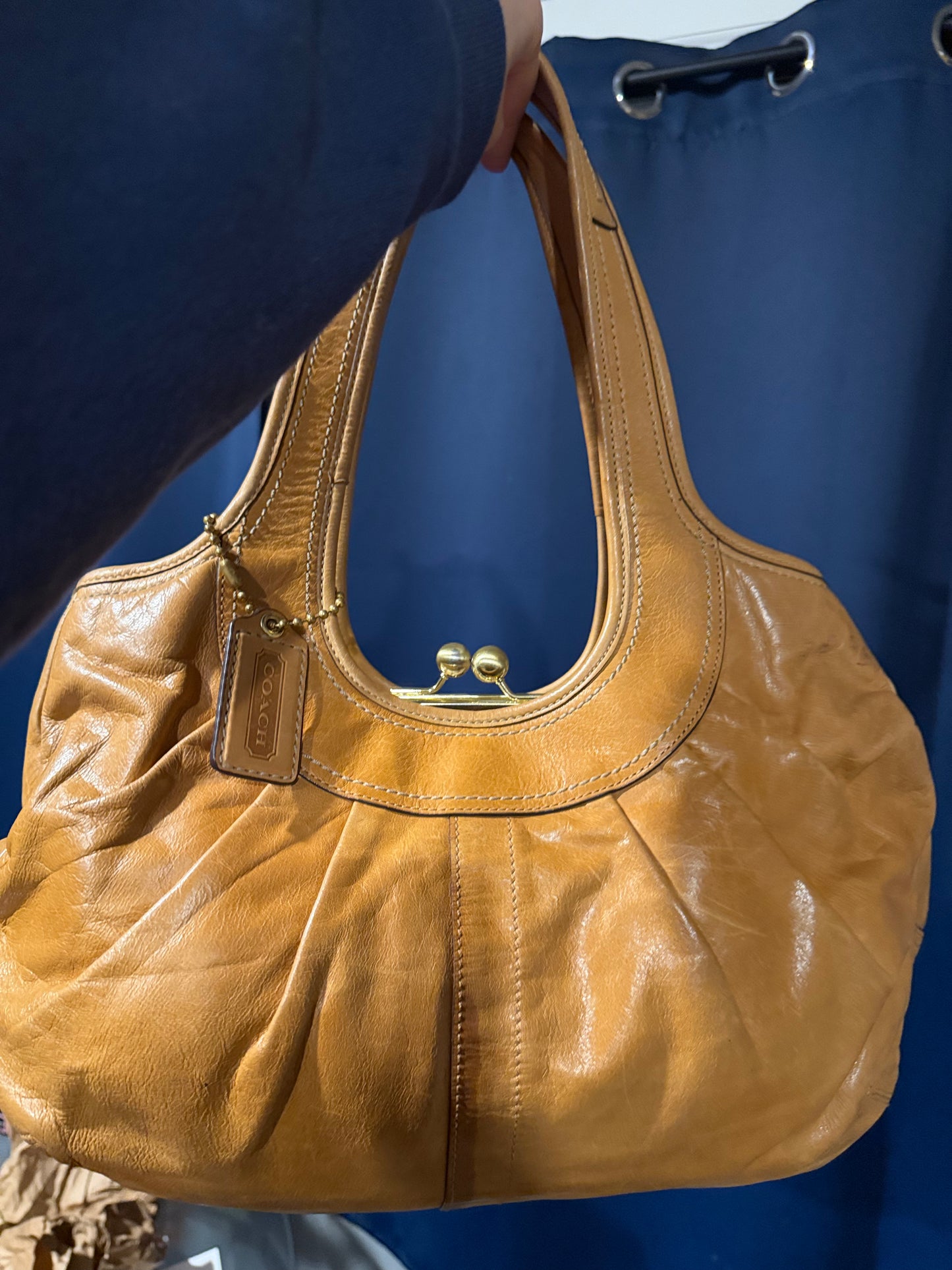RARE Coach Ergo Signature Tattersal Kisslock leather purse **AUTHENTIC**