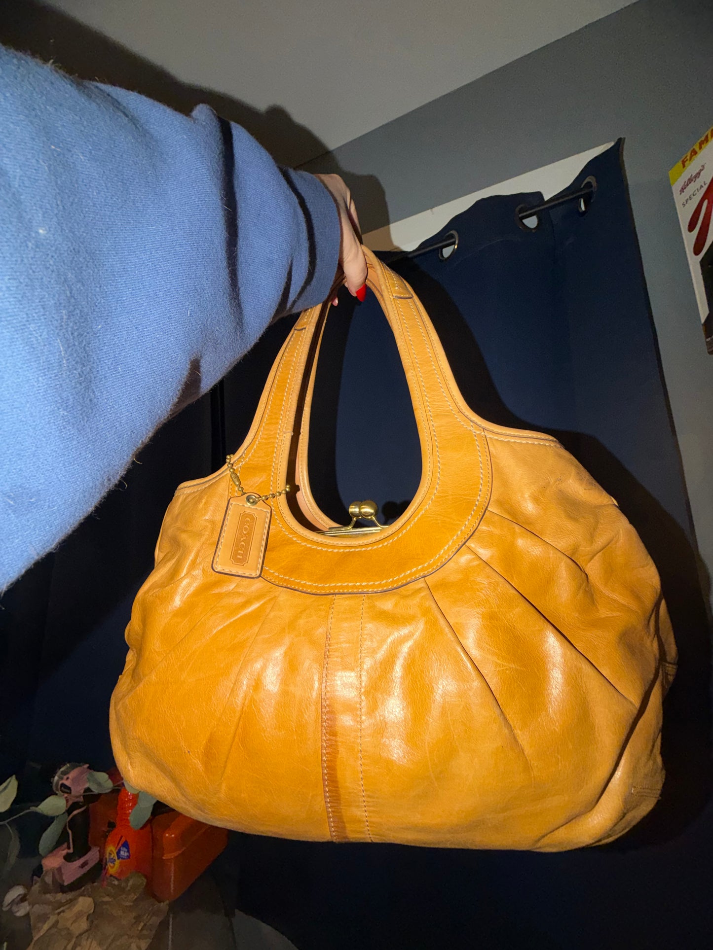 RARE Coach Ergo Signature Tattersal Kisslock leather purse **AUTHENTIC**