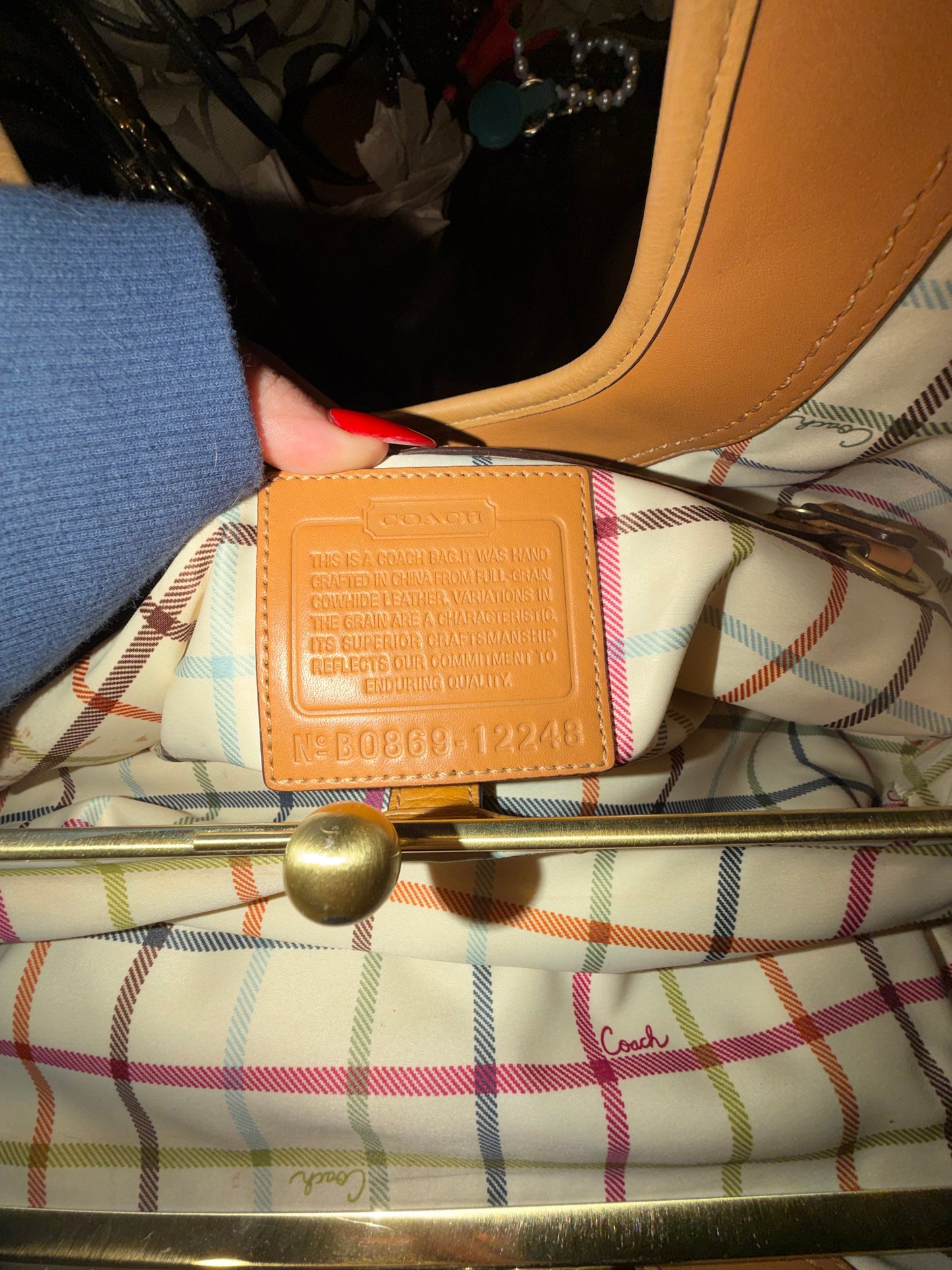 RARE Coach Ergo Signature Tattersal Kisslock leather purse **AUTHENTIC**