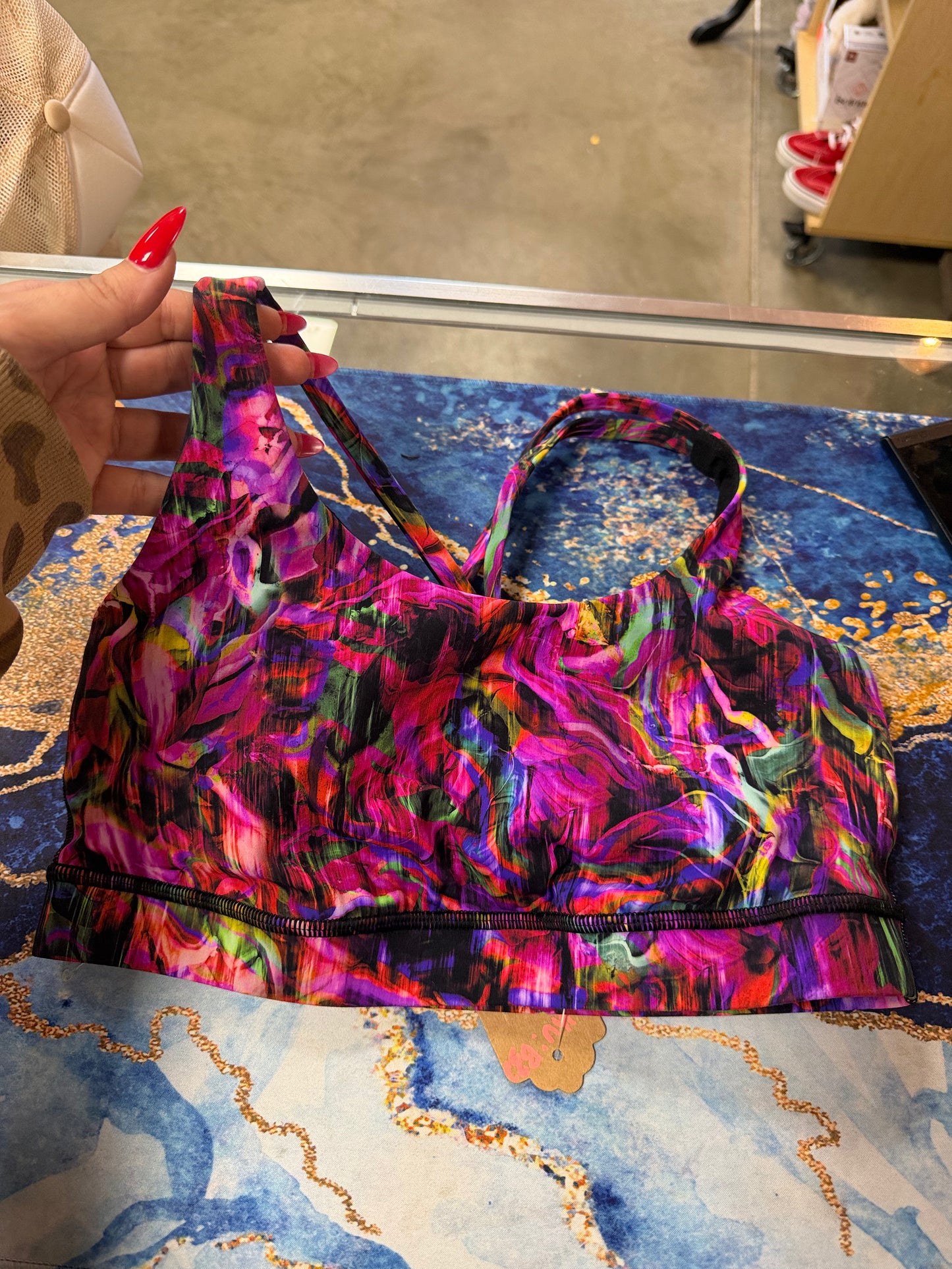 Lululemon Energy Bra Hyper Flow Pink Multi size 8 Sports Top