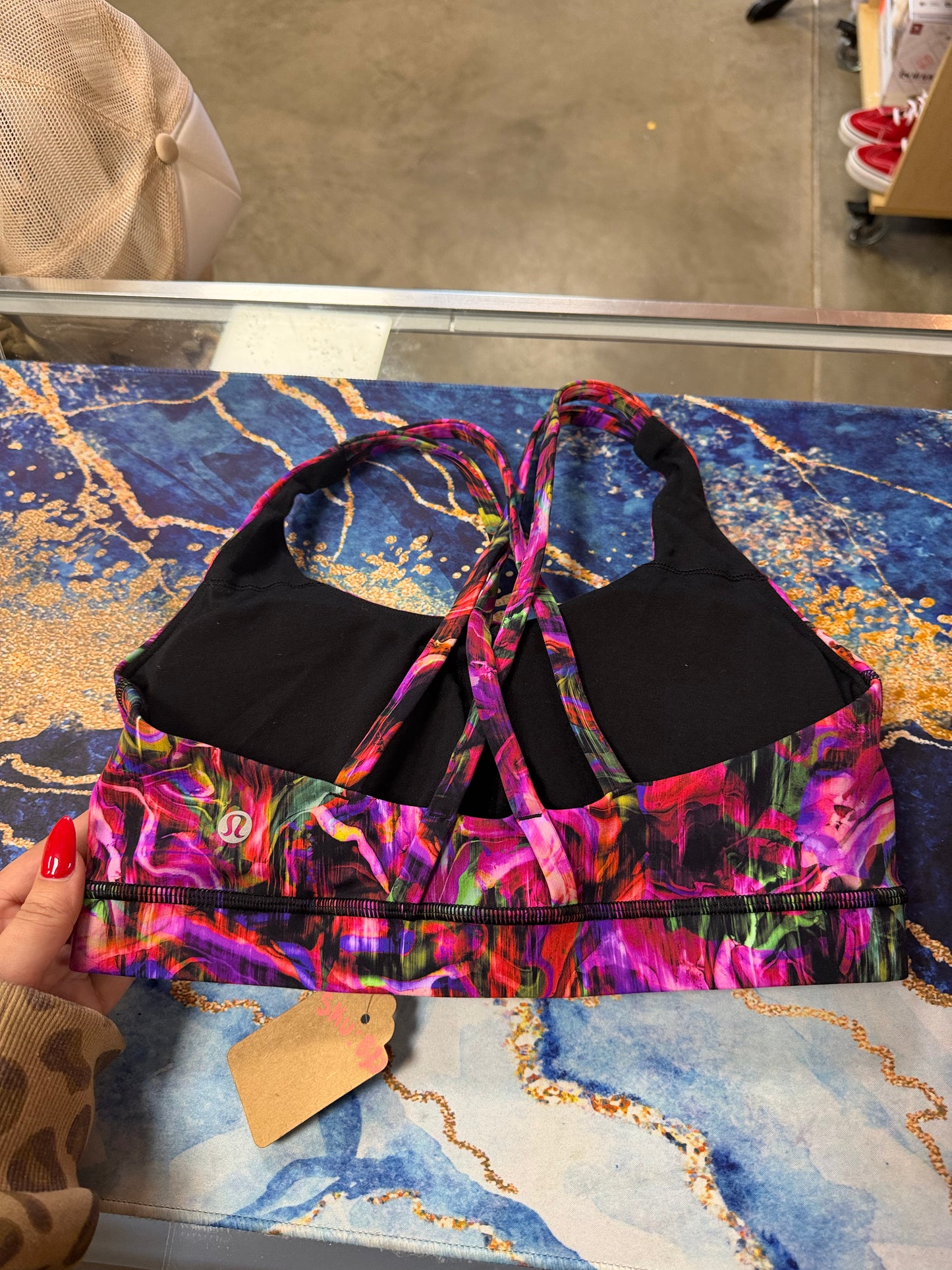 Lululemon Energy Bra Hyper Flow Pink Multi size 8 Sports Top