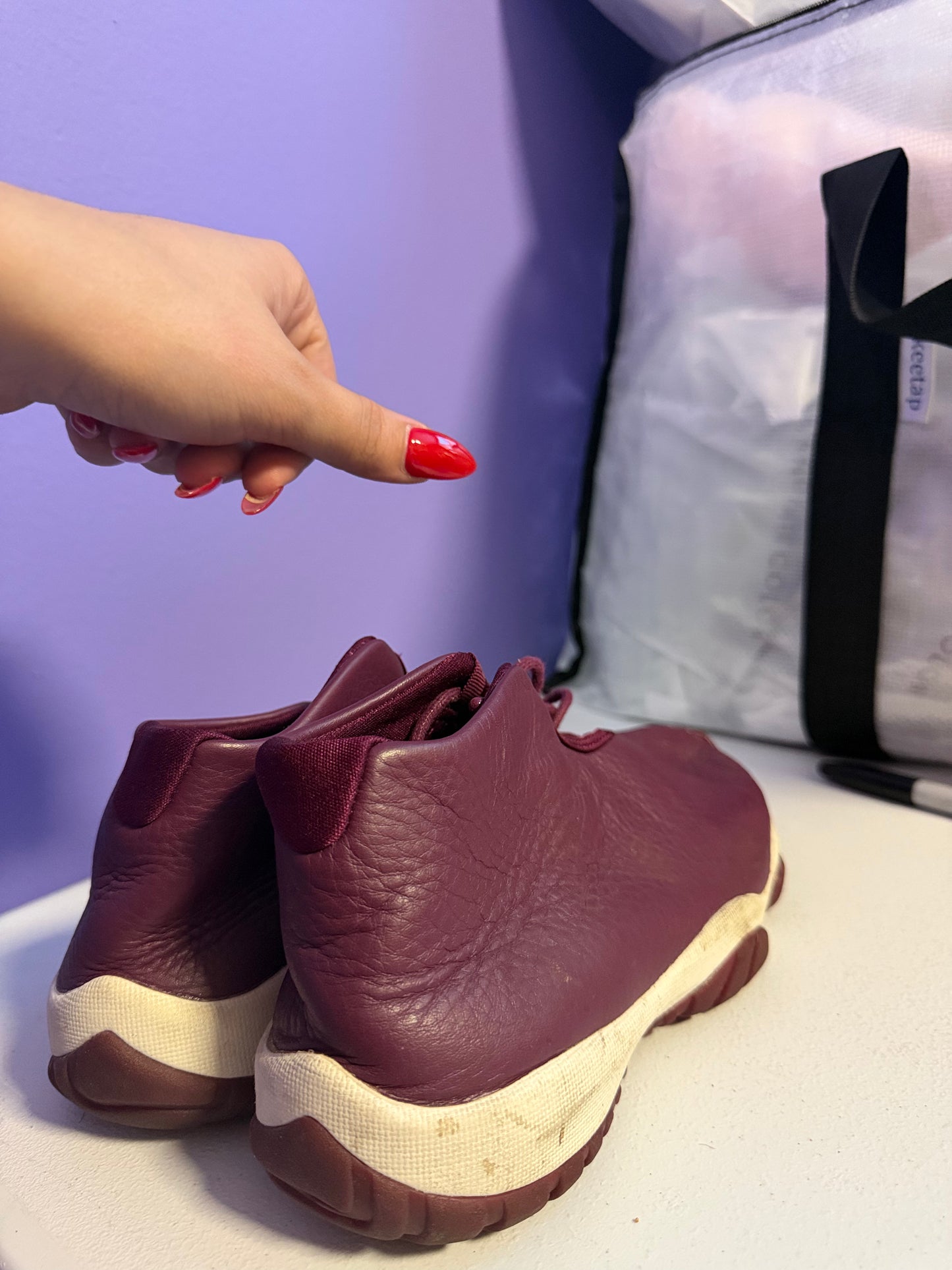 (7.5 WMNS) Nike Air Jordan Future Bordeaux Phantom Leather Sneakers Shoes