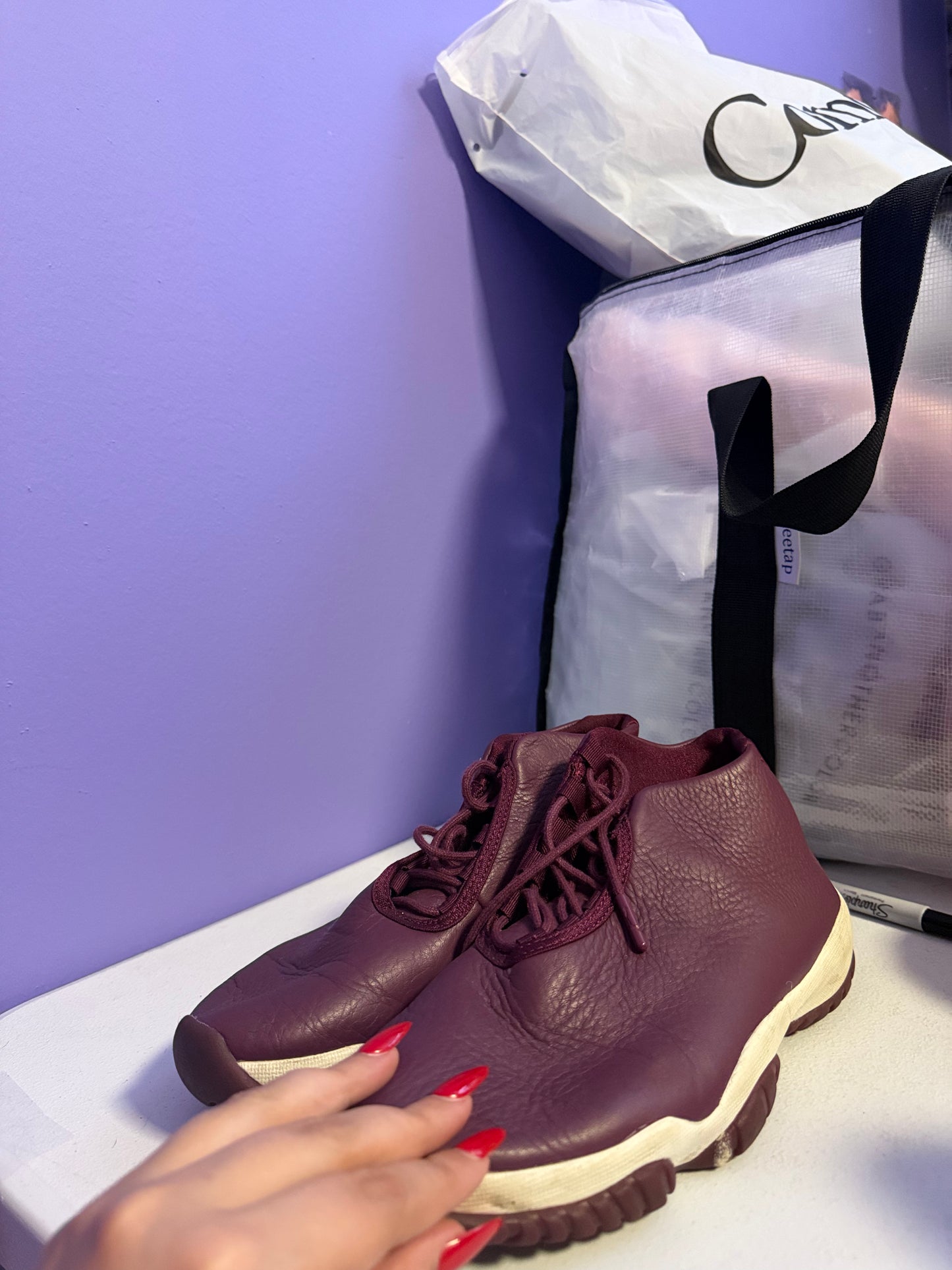 (7.5 WMNS) Nike Air Jordan Future Bordeaux Phantom Leather Sneakers Shoes