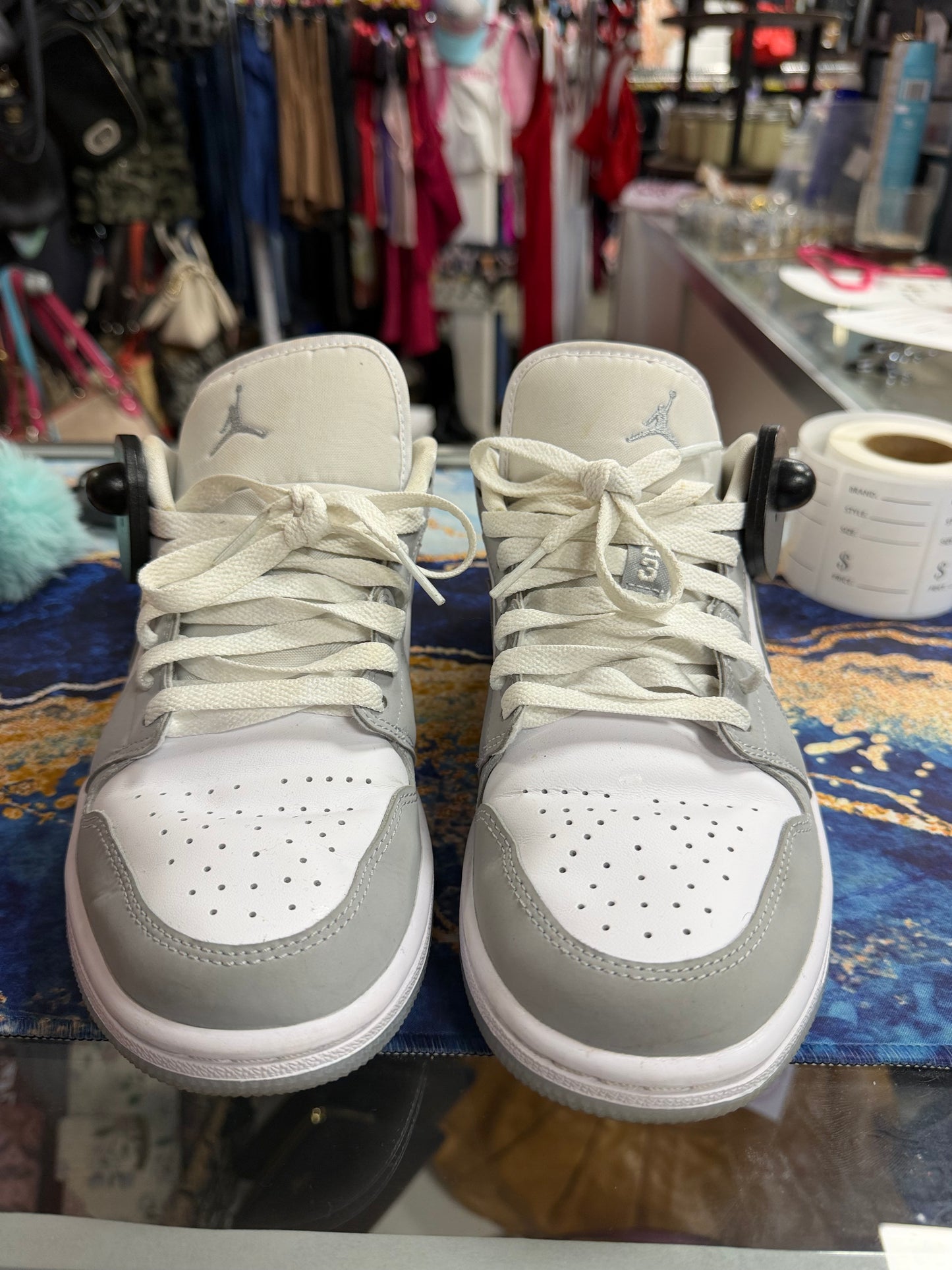 (Size 8.5 Women) Jordan 1 Low White Wolf Grey