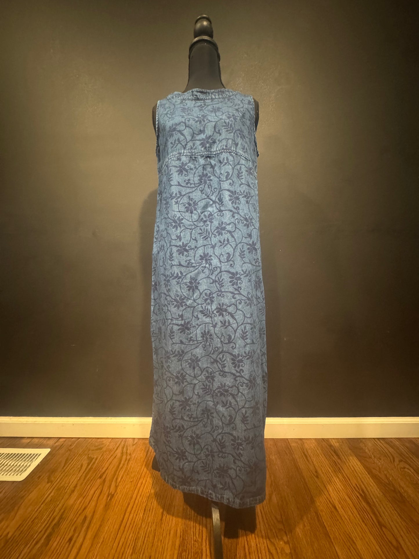 (MEDIUM) Vintage Karin Stevens Petites 100% Cotton Floral Patterened Dress