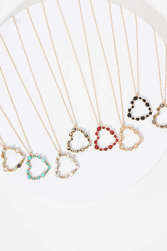 Heart Shaped Semi-Precious Stone Necklaces
