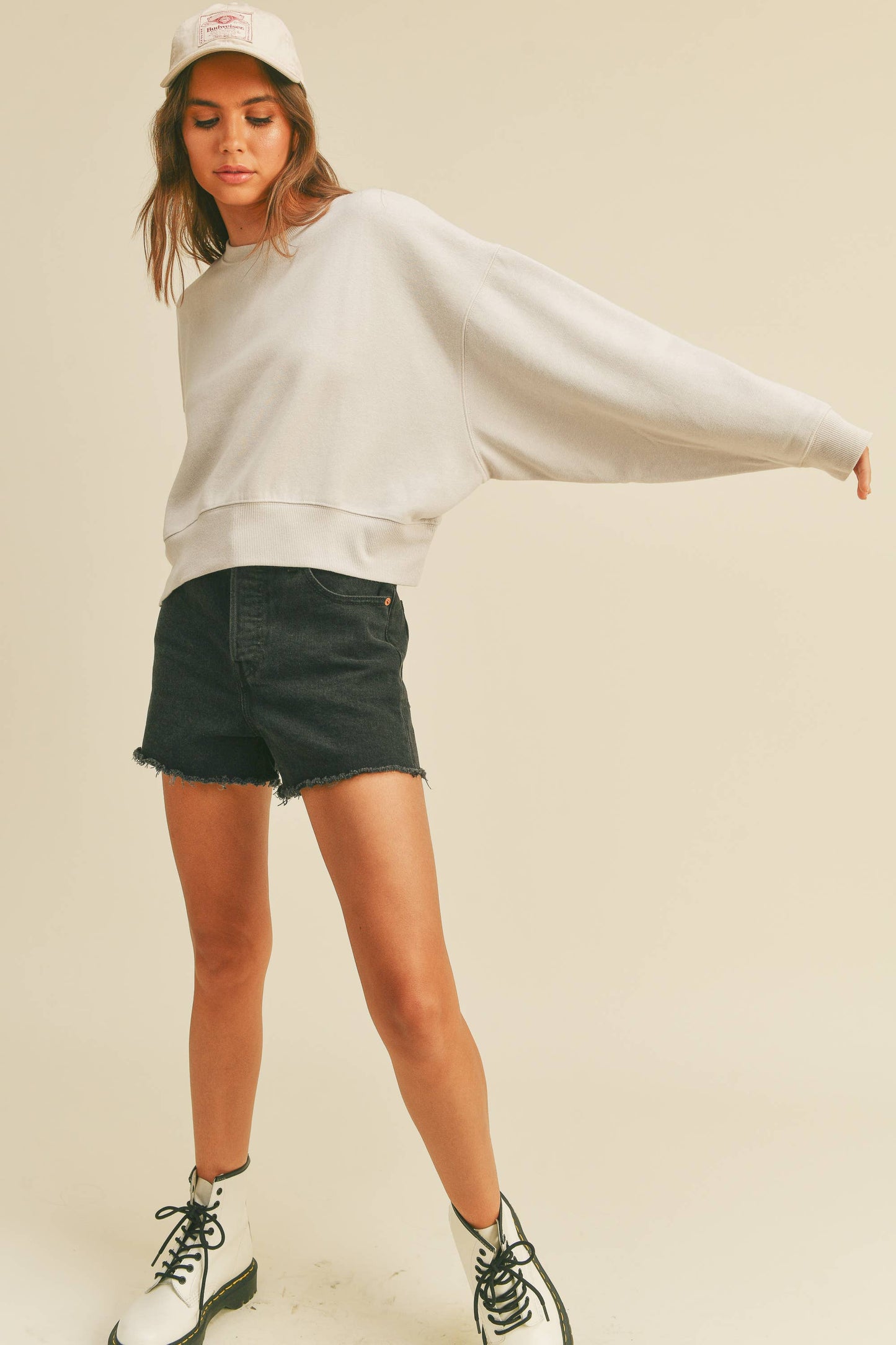 Blank Short Cropped Long Sleeve Sweatshirt