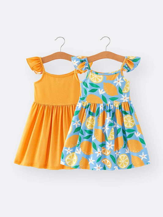 Summer Lemon Floral Girls Dress