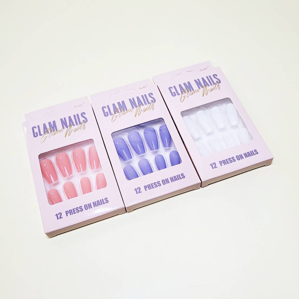 Glossy Coffin Shape Pre Glued Press On Nail Set