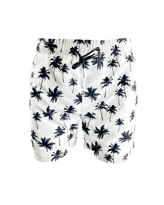 Palms on White Men's Swim Trunks Short
