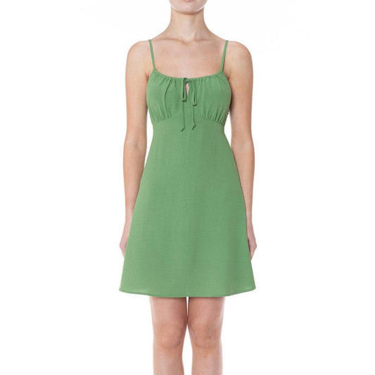 GREEN SQUARE NECK MINI DRESS