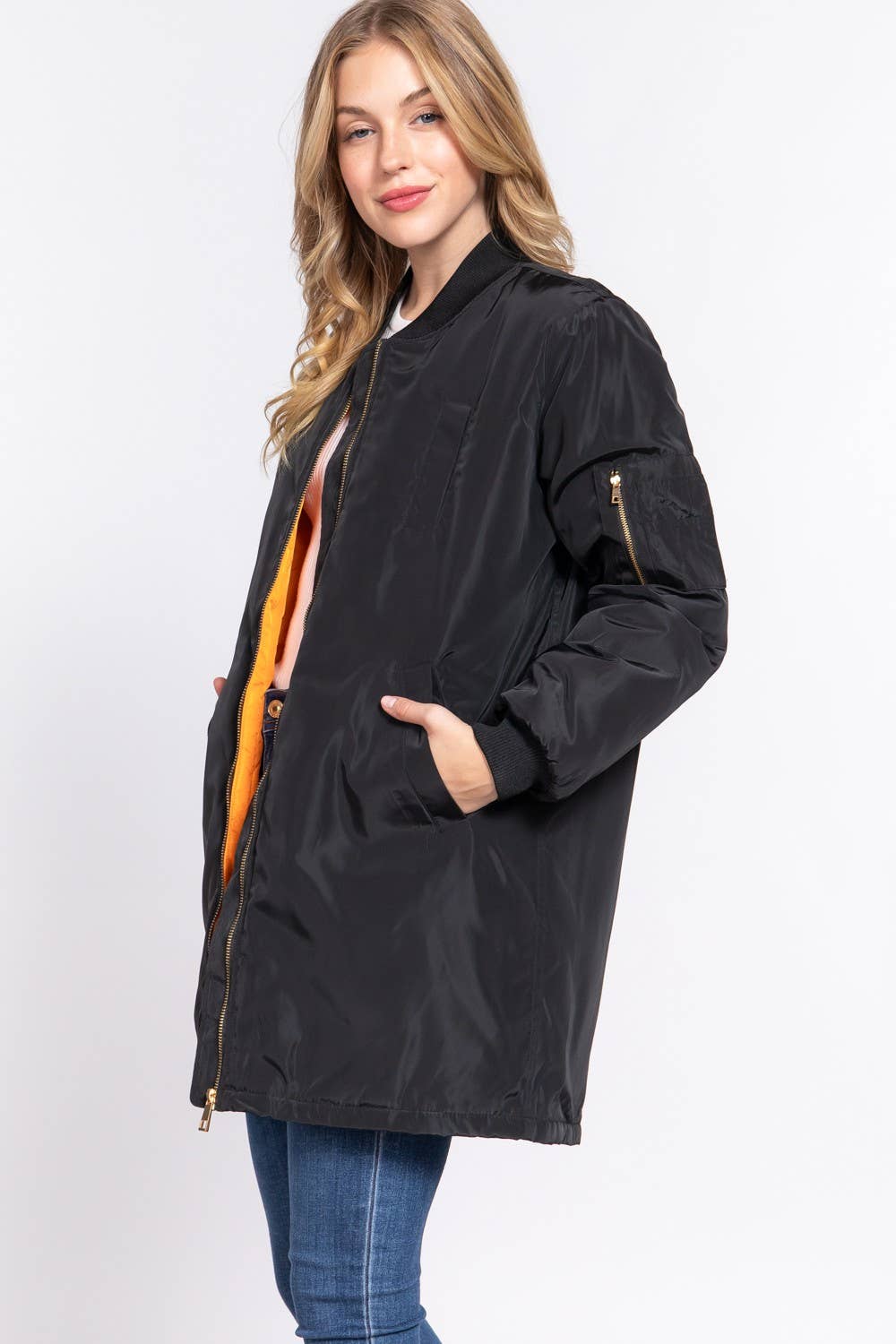 Long Line Bomber Jacket