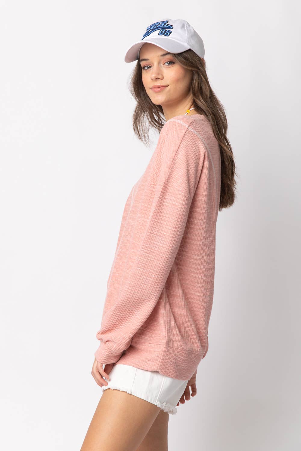 Ribbed Knit V Stitch Top