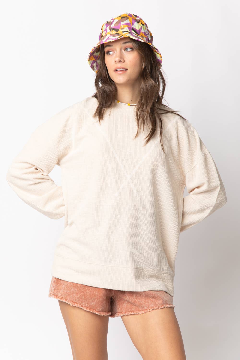Ribbed Knit V Stitch Top